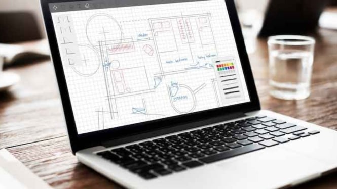 Ilustrasi laptop arsitektur