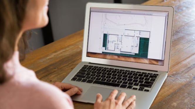 Ilustrasi laptop arsitektur