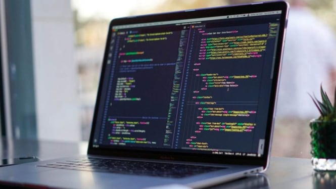 Ilustrasi laptop coding
