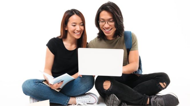 Ilustrasi laptop mahasiswa