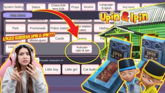 Kuburan Upin & Ipin yang Lagi Viral di Sakura School Simulator