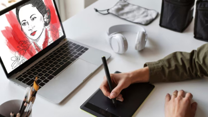Ilustrasi laptop desain grafis