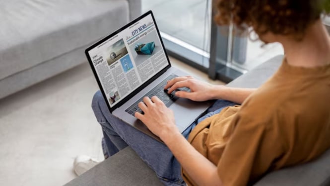 Ilustrasi main laptop