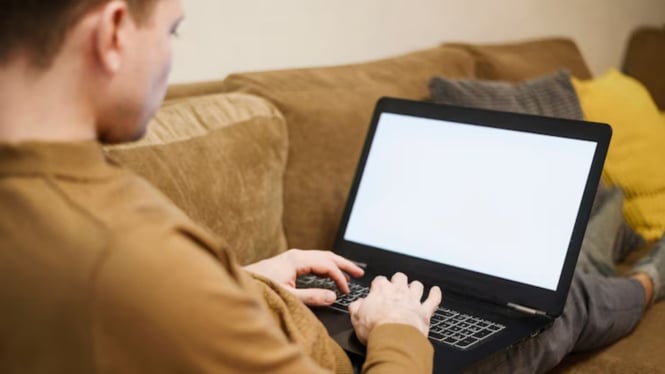 Ilustrasi main laptop