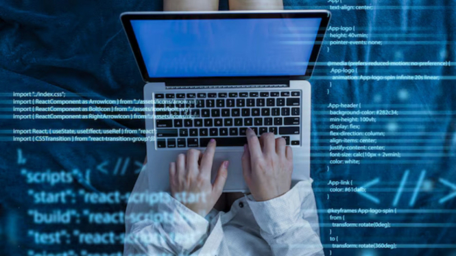 Ilustrasi laptop coding