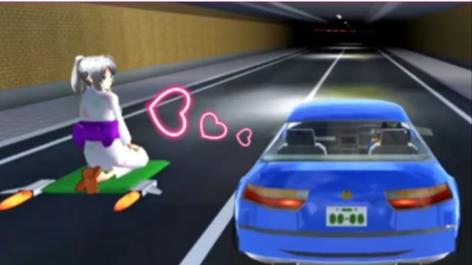 Misi Run With a Jet Girl di Sakura School Simulator