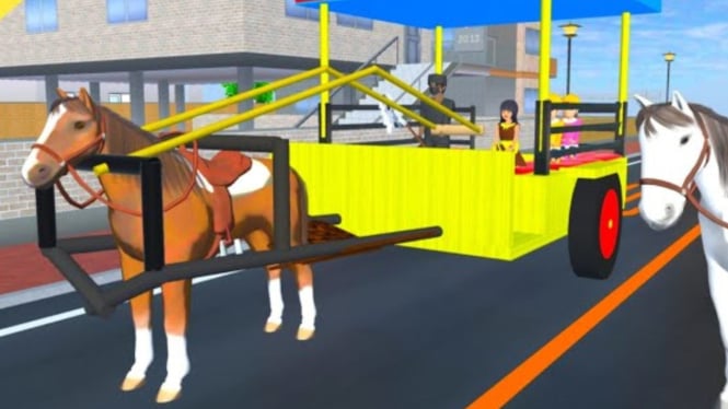 Mencoba Naik Delman di Sakura School Simulator