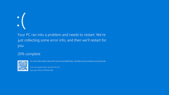 Ilustrasi Blue Screen di Laptop