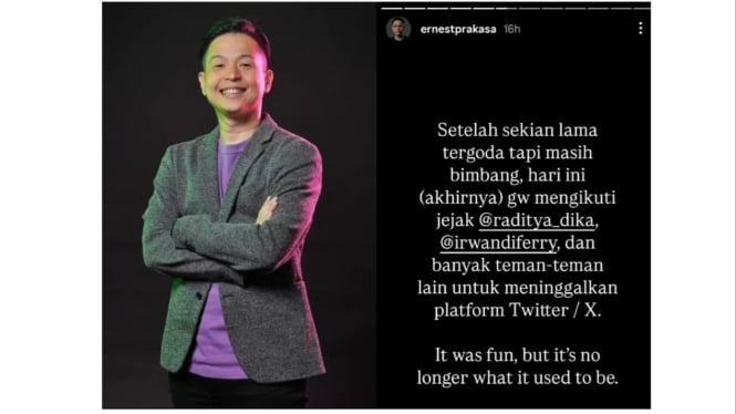 Ernest Prakasa tutup akun X