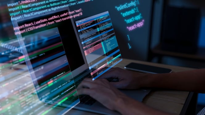 Ilustrasi laptop coding