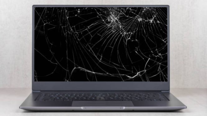 Ilustrasi laptop rusak