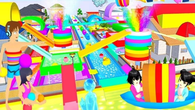 Kolam Renang Keren di Sakura School Simulator