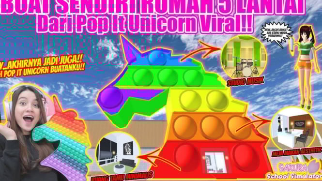 Cara Main ke Rumah Pop It Unicorn Lucu di Sakura School Simulator