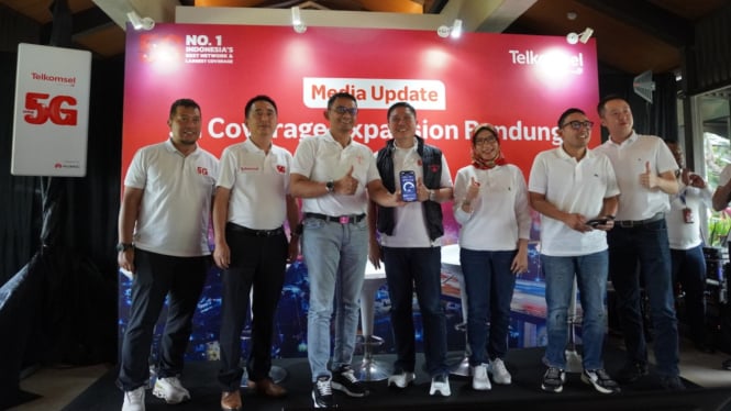 Jaringan 5G Telkomsel di Bandung, Jawa Barat.