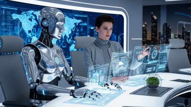 Ilustrasi robot humanoid