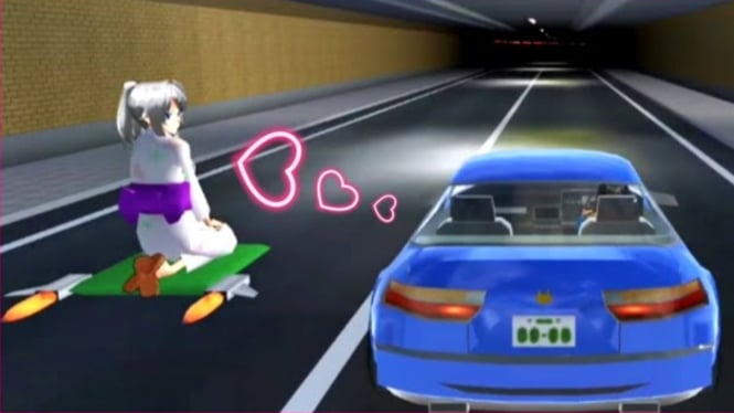Run With a Jet Girl di Sakura School Simulator