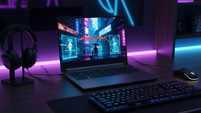 Ilustrasi laptop gaming