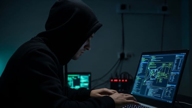 Ilustrasi hacker atau peretas