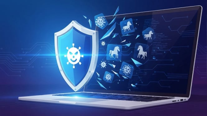 Ilustrasi antivirus laptop