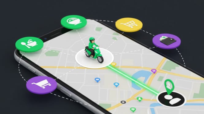 Ilustrasi teknologi dalam multi-layanan di platform digital