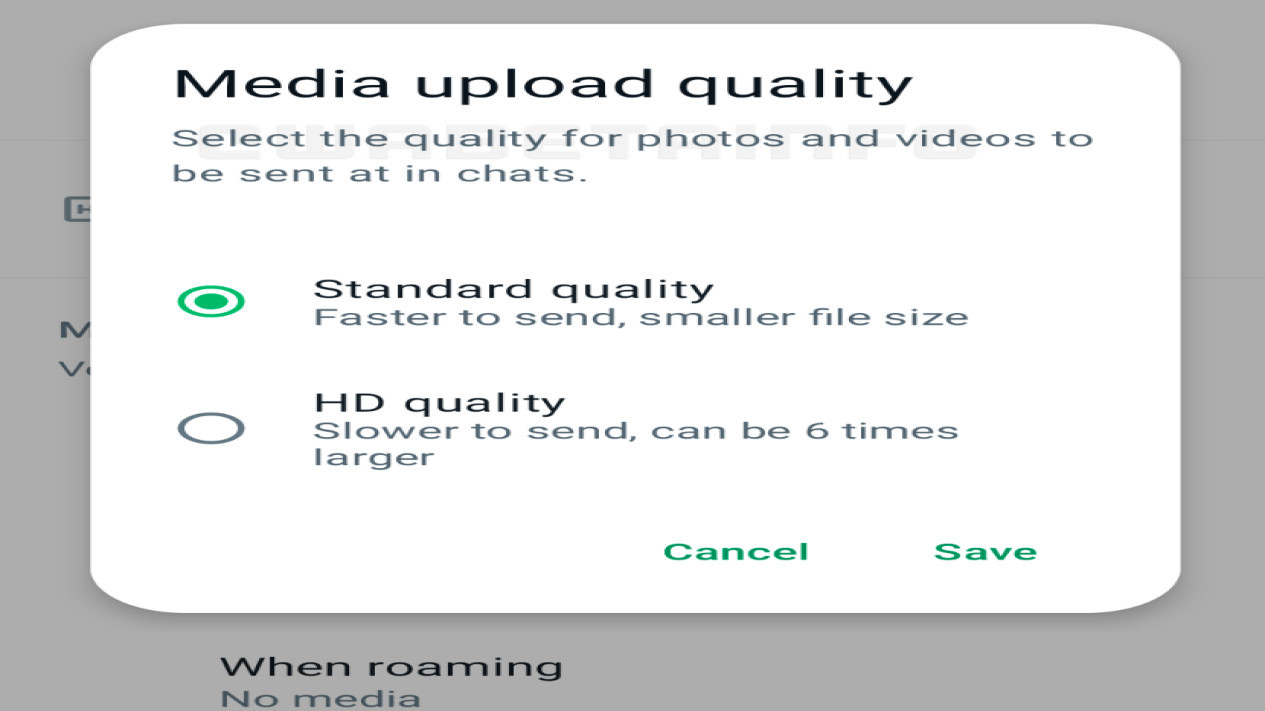Pengaturan gambar HD di Whatsapp # wabetainfo