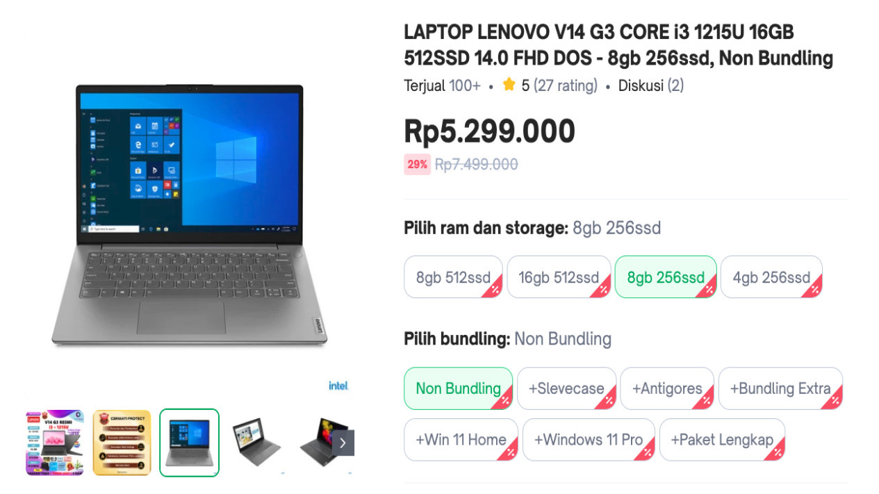 Lenovo V14 G3 Core i3 dengan Diskon 29% # Istimewa