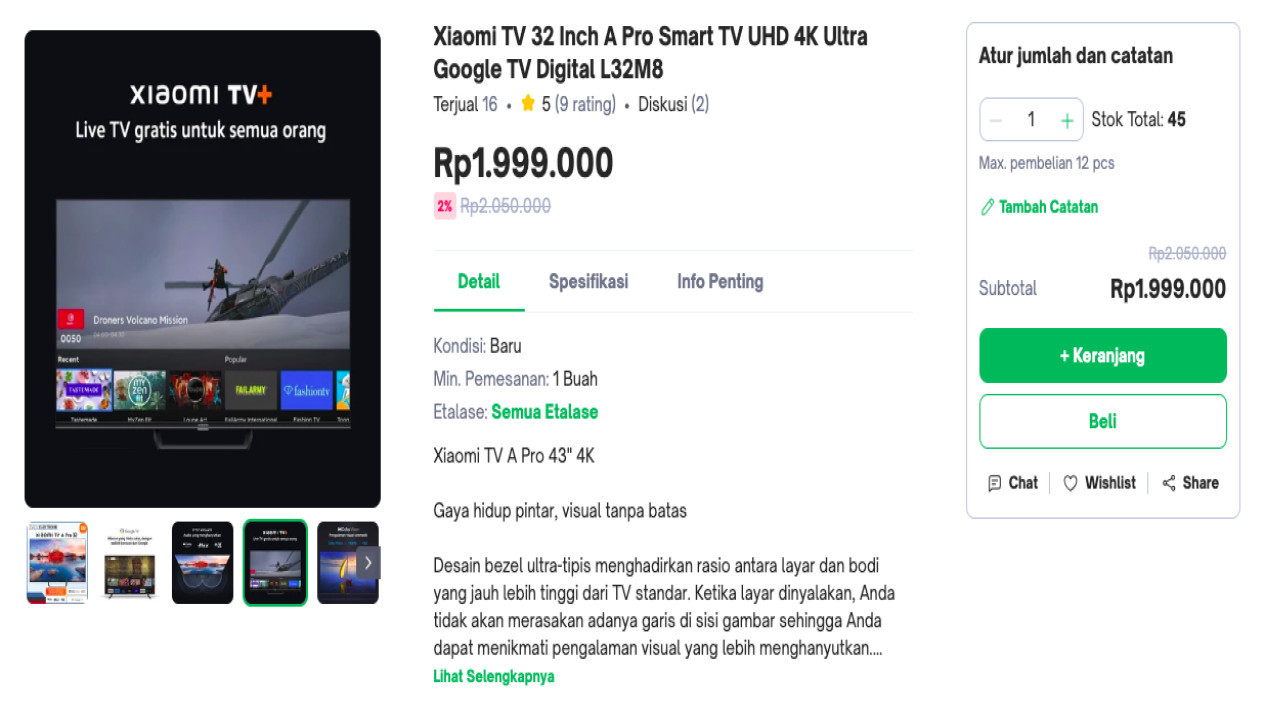 Xiaomi TV A Pro 32 Inch # Istimewa