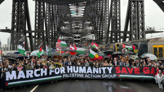 Di Tengah Hujan Deras, Puluhan Ribu Warga Australia Padati Jembatan Ikonik Sydney untuk Palestina