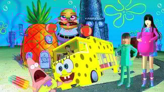 Kocaknya Kolaborasi Labubu x SpongeBob di Sakura School Simulator, Wajib Coba!