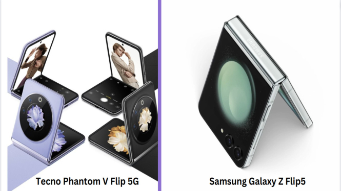 Perbandingan Tecno Phantom V Flip 5G vs Samsung Galaxy Z Flip5, Siapa Yang Lebih Unggul?