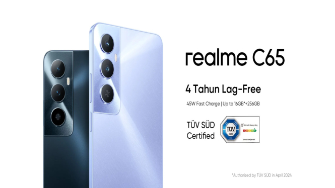 Realme C65 resmi meluncur di Indonesia, Garansi 4 Tahun Anti Lemot dan Garansi 4 Tahun Ganti Baterai