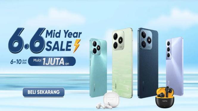 Realme Gelar Mid Year Sale 6.6: Flash Sale Smartphone dan Buds T110 dengan Diskon Besar!