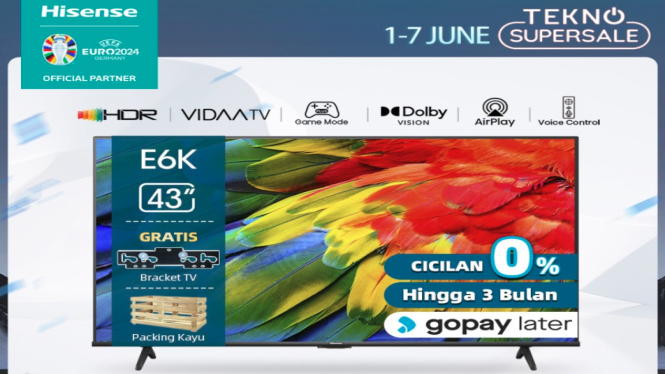 Smart TV Hisense 43E6K Layar Bezelless 4K: Dapatkan Diskon Menakjubkan 66%!