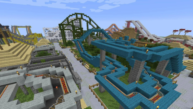 Membangun Roller Coaster Estetik dan Menarik di Minecraft