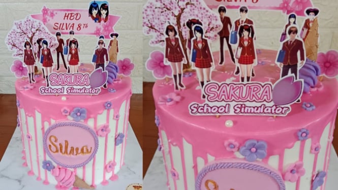 Topper Cake Birthday di Sakura School Simulator