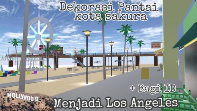 ID Props Pantai dengan View Indah di Sakura School Simulator