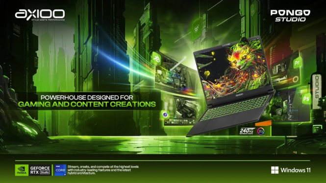 AXIOO Pongo Studio Diskon: Laptop Gaming i9 13900H, Nvidia RTX 4070, Garansi 3 Tahun!