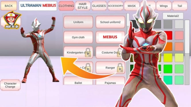 Karakter Ultraman di Sakura School Simulator