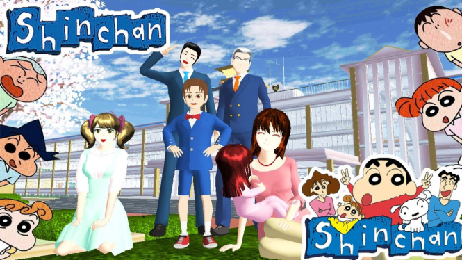 Bermain ke Rumah Sinchan di Sakura School Simulator