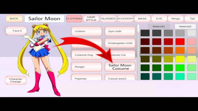 Membuat Kostum Sailor Moon di Sakura School Simulator