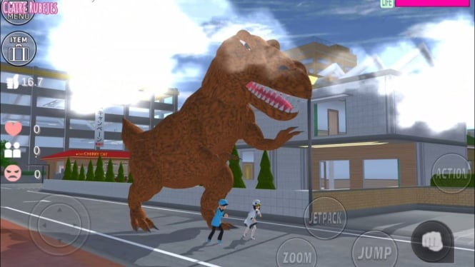 Mengunjungi Taman Dinosaurus di Sakura School Simulator