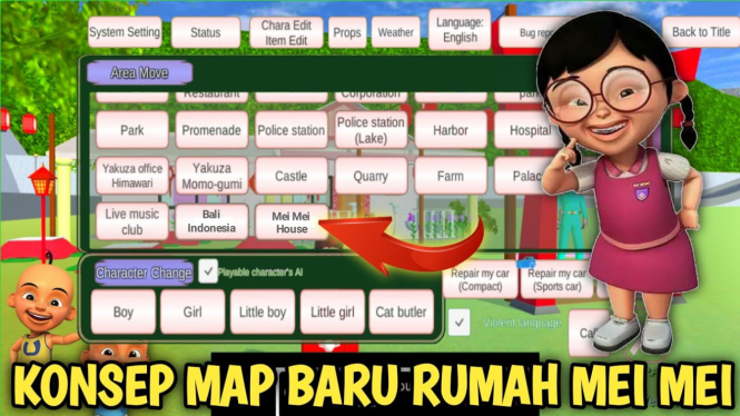 Cara Mudah Kunjungi Rumah Meimei Teman Upin-Ipin di Sakura School Simulator!