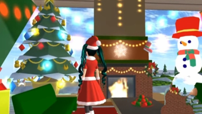 Dekorasi Rumah Pohon Natal di Sakura School Simulator