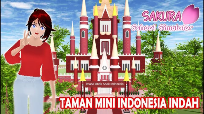 Berkunjung ke Taman Mini Indonesia Indah di Sakura School Simulator