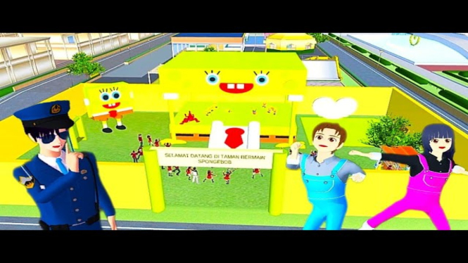 Cara Kreatif Membangun Taman Bermain Spongebob di Sakura School Simulator