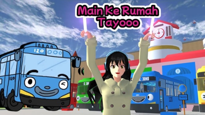 Mengunjungi Rumah Bus Tayo di Sakura School Simulator