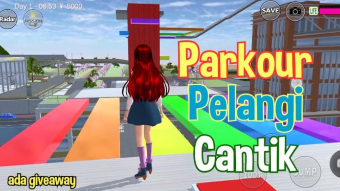 ID Obby Parkour Pelangi di Sakura School Simulator