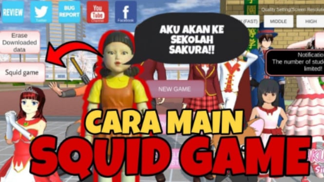 Cara Memasuki Arena Squid Game Seru di Sakura School Simulator