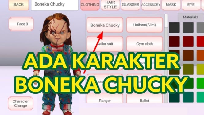 Boneka Chucky di Sakura School Simulator