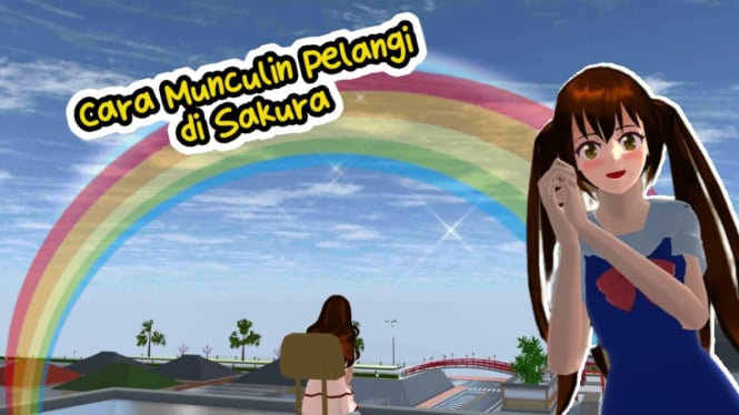 Memunculkan Pelangi di Sakura School Simulator